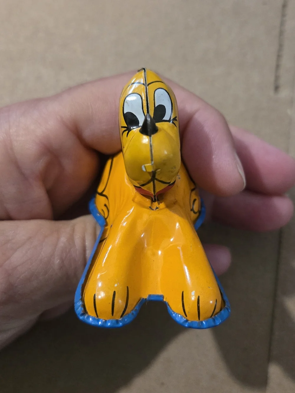 Disney Yellow & Blue Pluto Tin Toy - Line Mar Japan